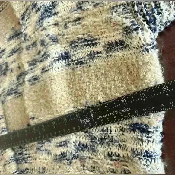 Women’s Sz M/L Blue Marled Longline Knit Pocket Open Cardigan Beach Coastal - Picture 5 of 9